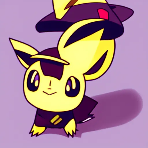 Image similar to Pichu from Pokemon wearing a straw hat by Ken Sugimori, anime, artstation