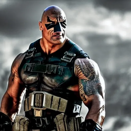 Image similar to Dwayne Johnson playing Bane in Batman