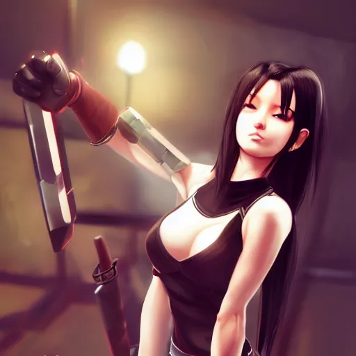 Image similar to tifa lockhart, by sakimichan, jeongseok lee, logan cure, ja mong, nick silva, trending artstation