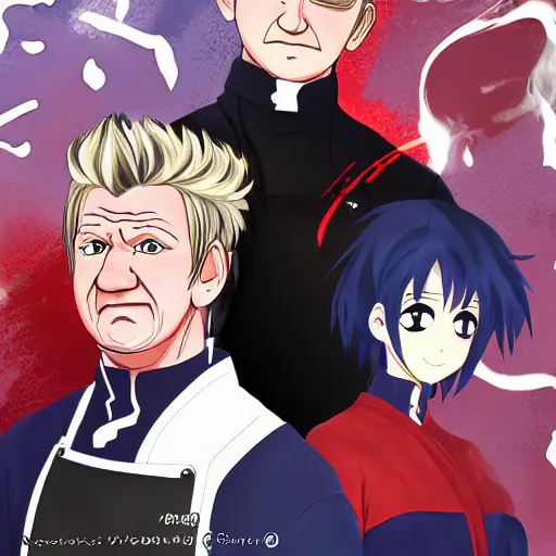 Image similar to portrait of gordon ramsay, anime fantasy illustration by tomoyuki yamasaki, kyoto studio, madhouse, ufotable, comixwave films, trending on artstation