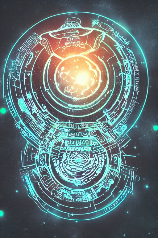Prompt: intricate photoshop glowing alien tech circles