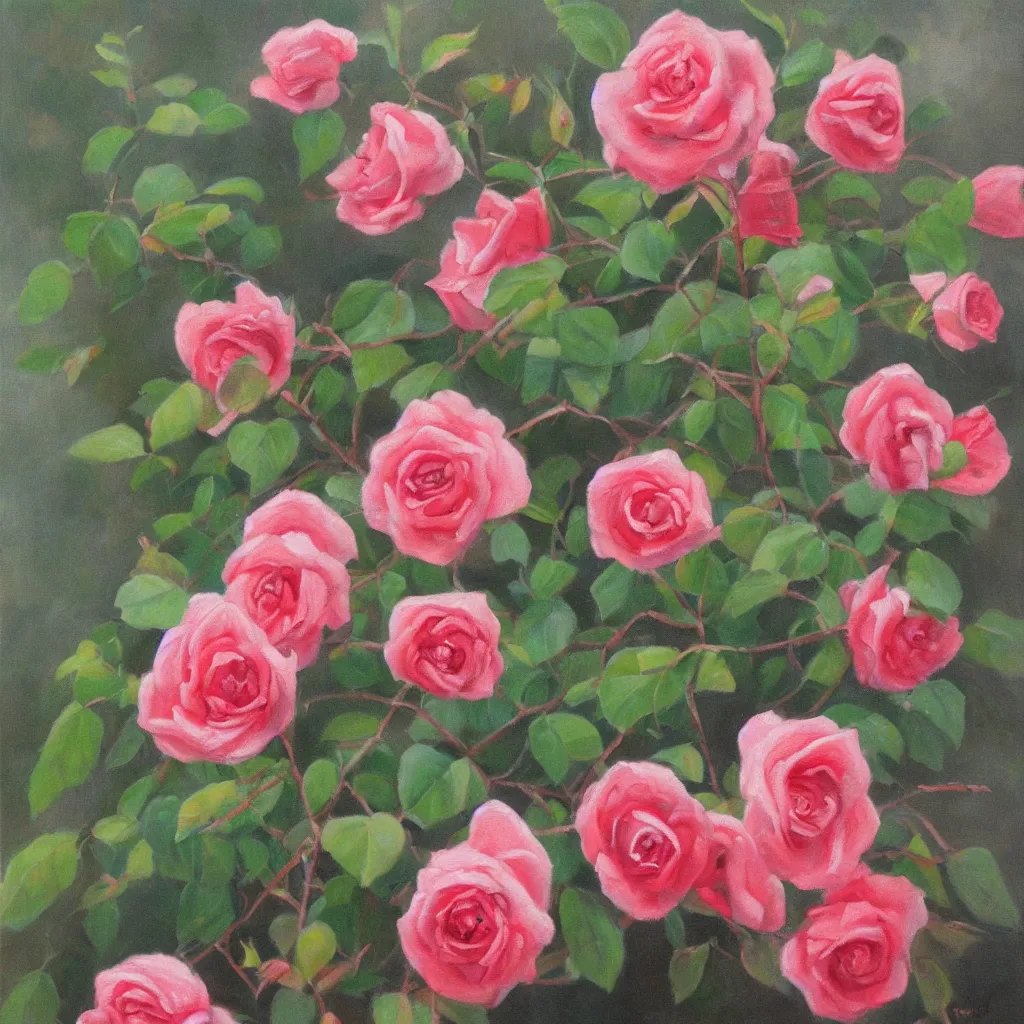 Prompt: Rose tree, oil painting
