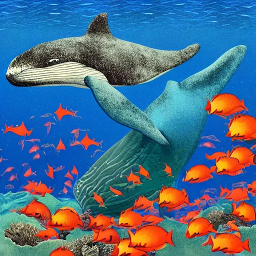 Prompt: whales under the sea