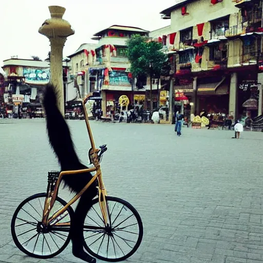 Prompt: “Monkey on a unicycle, in the middle of a busy town square, Ghibli”