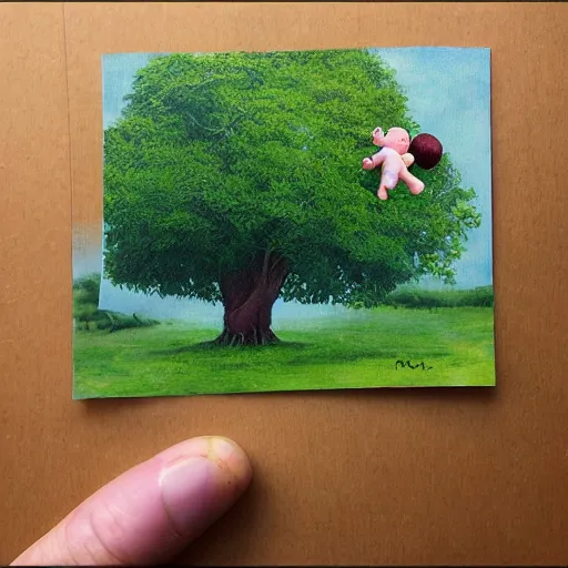 Image similar to baby on a tree, photorealistic, detailed