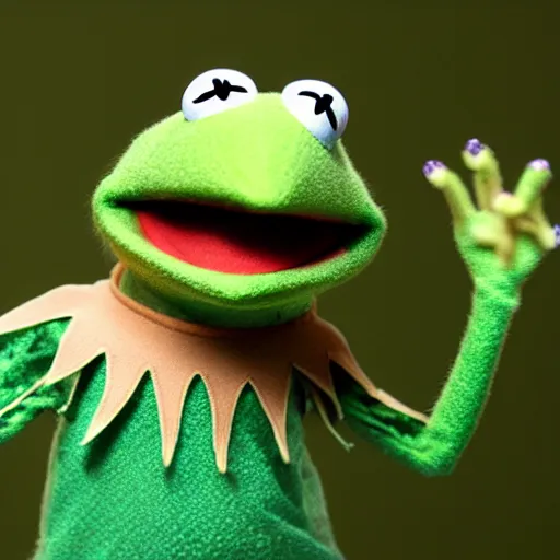 Prompt: Kermit the Frog with Teeth