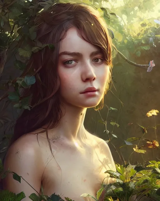 Prompt: a beautiful girl is taking care of the garden in a beautiful and varied vegetation dream garden with quality pruning shears, artstation greg rutkowski, cinematic, hyperrealist, beautiful face and features, the most beautiful girl digital art, light essential calm quality wlop projection render