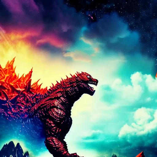 Prompt: a kaiju bigger than a universe, detailed, high contrast, colorful, cinematic, godzilla, shin godzilla, ultraman, monster, beast, beautiful, galaxy, andromeda, milky way, james webb telescope, stars