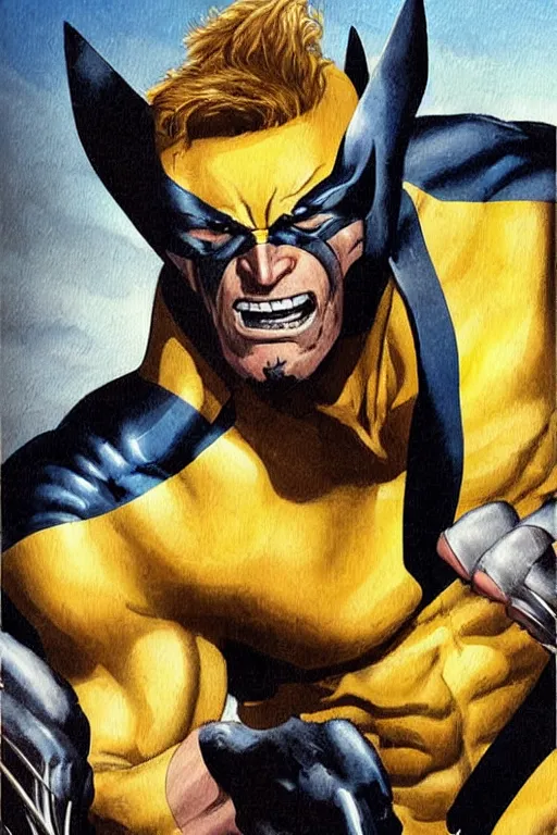 Prompt: Wolverine from the X-Men painting by Ruprecht von Kaufmann