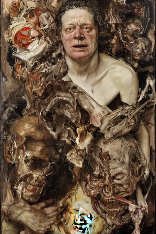 Image similar to portrait of the god of decay and death, part by Jenny Saville, part by Lucian Freud, part by Norman Rockwell