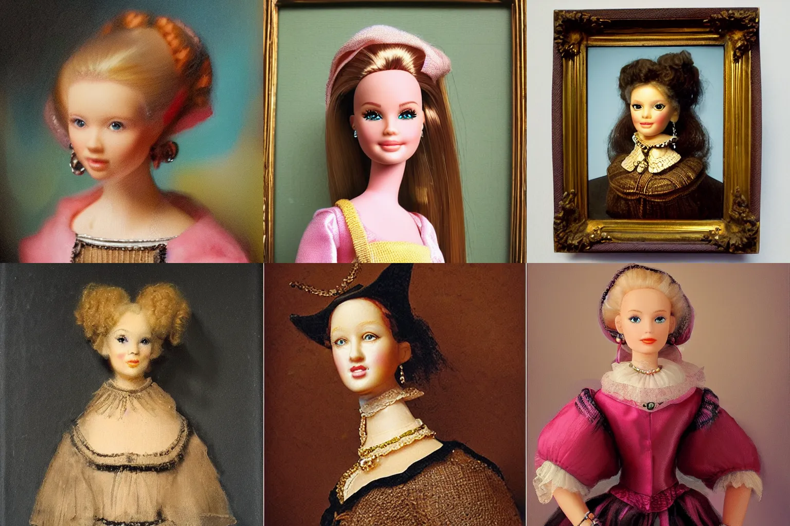 Prompt: portrait, barbie doll, in the style of Rembrandt