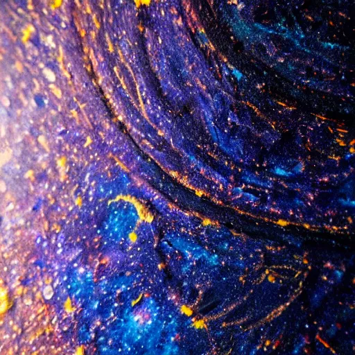 Prompt: Liminal space in outer space, paint macro photography, extreme close up