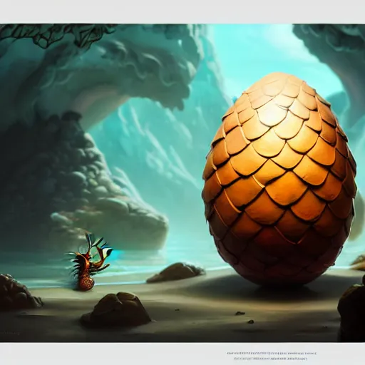 Image similar to beautiful decorative dragon egg, deadly potion flowing from the top, rock and sand around, peter mohrbacher style, ray tracing, cinematic, digital art, realistic, octane render