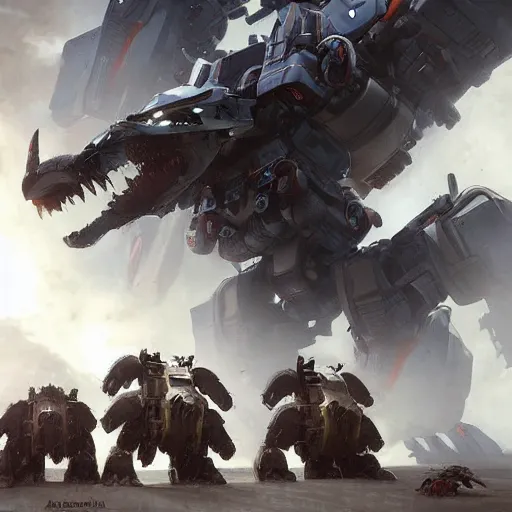 Image similar to Zoids Mech,Greg rutkowski, Trending artstation, cinematográfica, digital Art