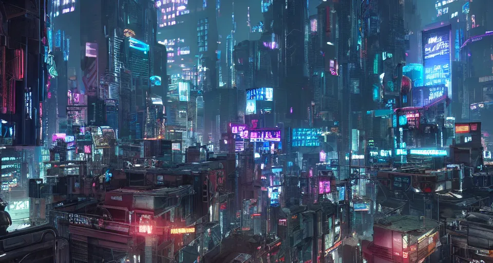 Prompt: a cyberpunk city, rich contrast, realistic, Cryengine 8k UHD