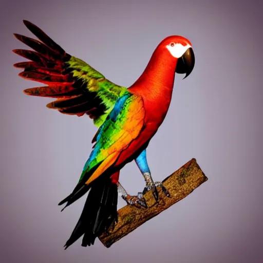 Image similar to photo of metal parrot with glowing eyes