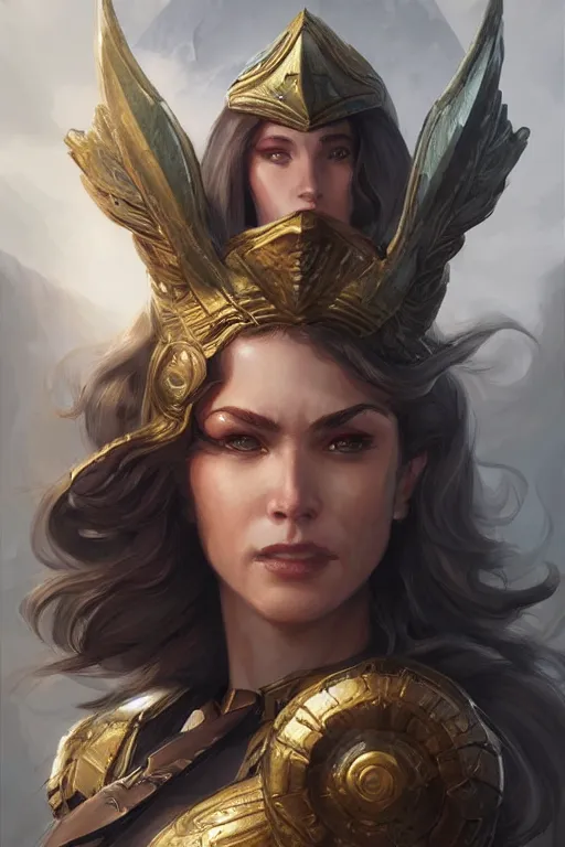 Image similar to amazon valkyrie athena, d & d, fantasy, portrait, highly detailed, headshot, digital painting, trending on artstation, concept art, sharp focus, illustration, art by artgerm and greg rutkowski and magali villeneuve