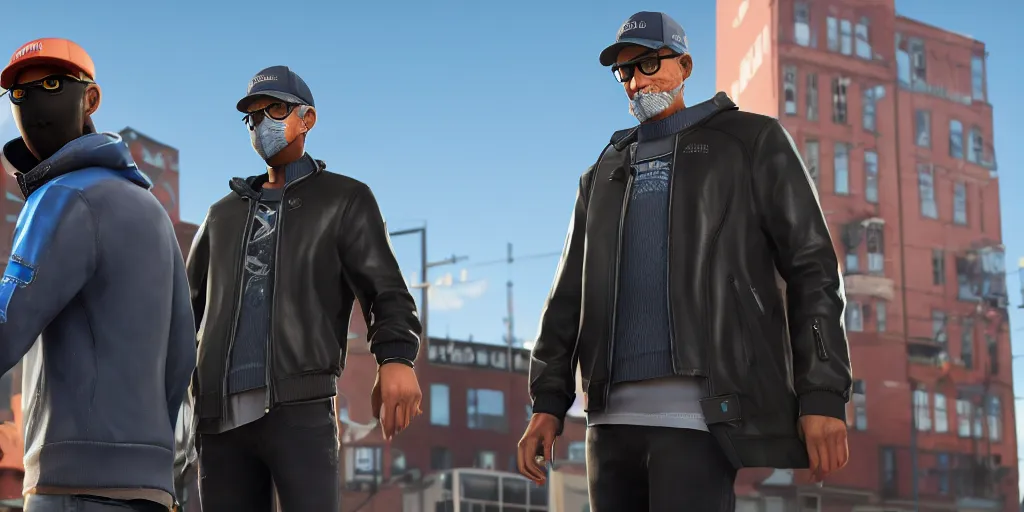 Image similar to tim cook as a watch dogs 2 character