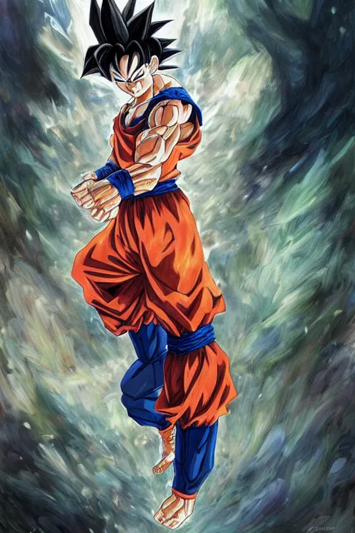 Prompt: goku as a organic cyborg, diffuse lighting, fantasy, intricate, elegant, highly detailed, lifelike, photorealistic, digital painting, illustration, concept art, smooth, sharp focus, art by john collier and albert aublet and krenz cushart and artem demura and alphonse mucha