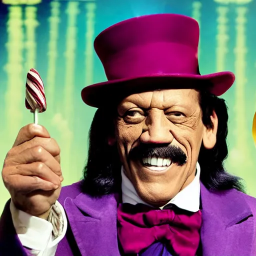 Image similar to danny trejo in willy wanka