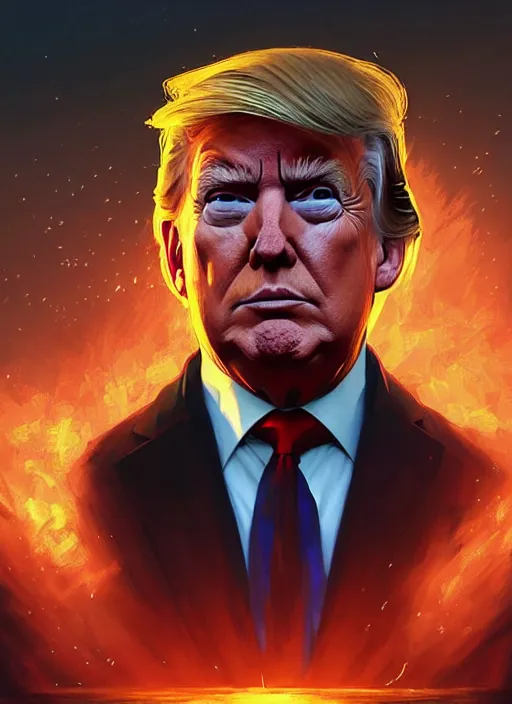 Image similar to Highly detailed portrait of President Trump, savior of the planet, in GTA V, Stephen Bliss, unreal engine, fantasy art by Greg Rutkowski, Loish, Rhads, ferdinand knab, Makoto Shinkai and Lois van baarle, ilya kuvshinov, rossdraws, Tom Bagshaw, alphonse mucha, global illumination, radiant light, detailed and intricate environment