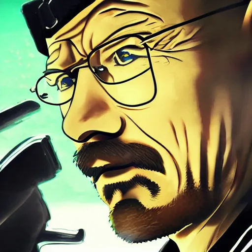 Image similar to Walter white breaking bad, anime key visual, pixiv, anime