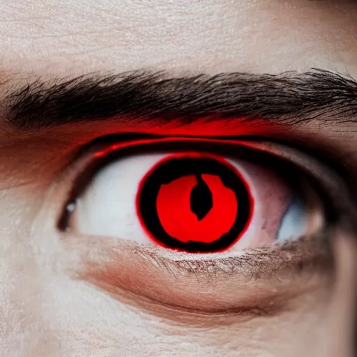 Image similar to a man with red glowing eyes