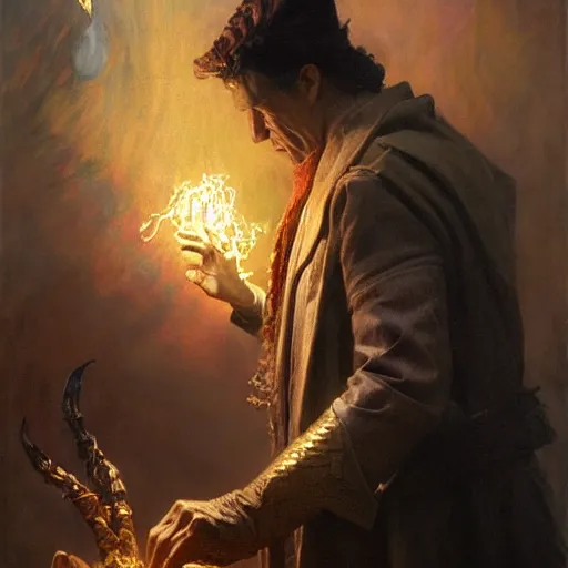 Image similar to stunning male wizard casting his shadow spell, highly detailed painting by gaston bussiere, craig mullins, j. c. leyendecker, 8 k