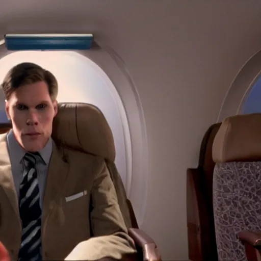 Image similar to Live Action Still of Jerma985 in Airplane!, real life, hyperrealistic, ultra realistic, realistic, highly detailed, epic, HD quality, 8k resolution, body and headshot, film still