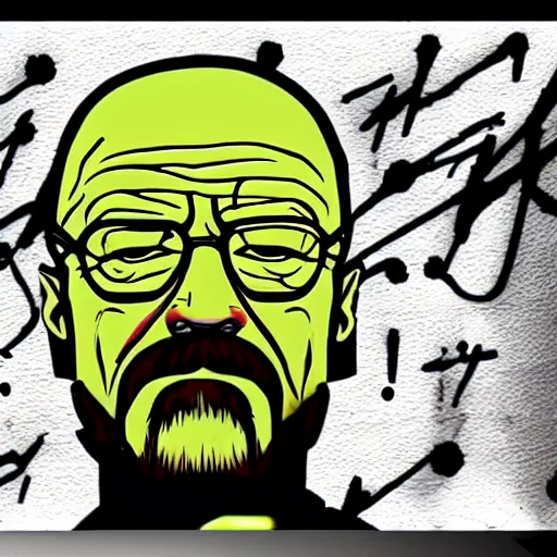 Prompt: a graffiti style piture of walter white.