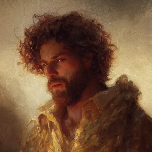 Image similar to A man with a perm, painting by Gaston Bussiere and Greg Rutkowski, trending on artstation, 4k, 8k