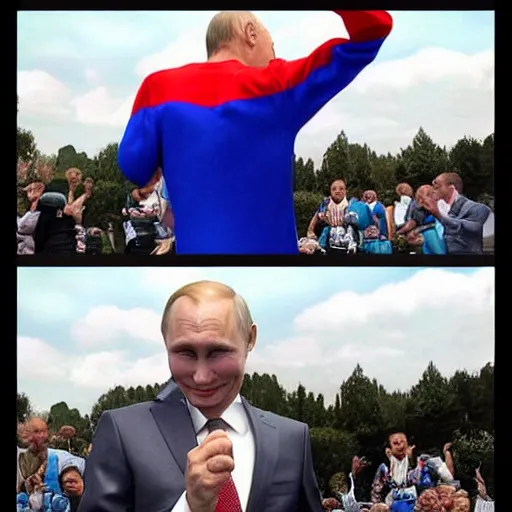 Image similar to super gay and happy Putin