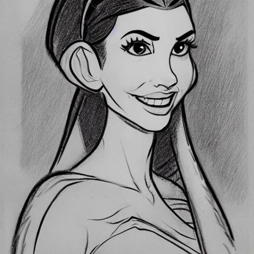 Image similar to milt kahl pencil sketch of victoria justice as princess leia