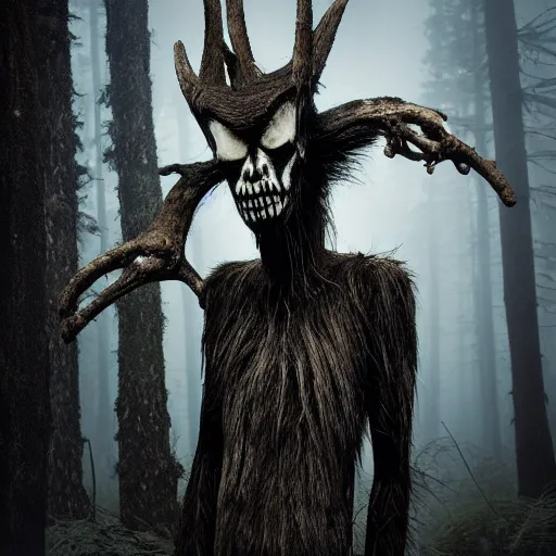 Prompt: award winning nature photograph of a wendigo