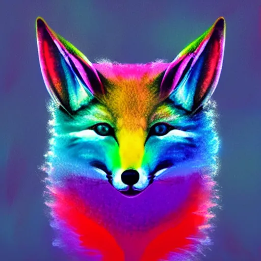 Prompt: rainbow fox