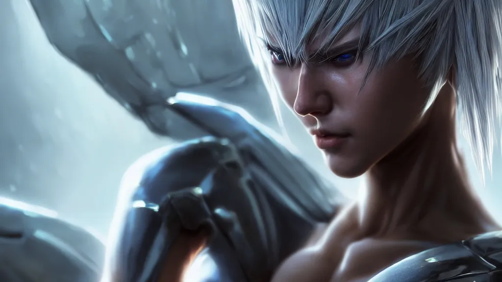 Prompt: portrait, single, raiden from metal gear, bikini, body and torso, pixar and disney animation, sharp, rendered in unreal engine 5, highly detailed, digital painting, concept art, smooth, sharp focus, wallpaper, splash art, dramatic lighting, art by artgerm and greg rutkowski and bo chen and jin xiaodi