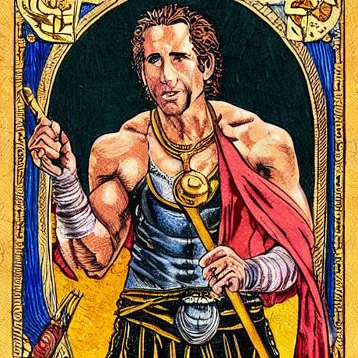 Prompt: “ ryan reynolds as the fool, tarot, highly detailed, intricate, painted, high definition ”