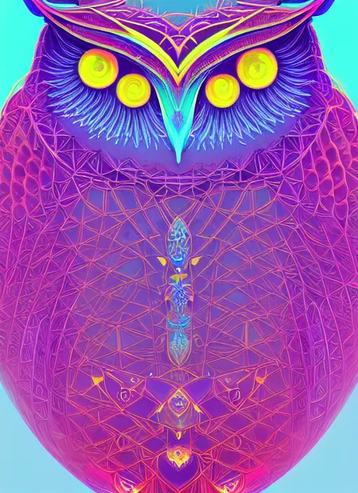 Image similar to symmetry!! product render poster vivid colors divine proportion owl, 神 圣, glowing fog intricate, elegant, highly detailed, digital painting, artstation, concept art, smooth, sharp focus, illustration,