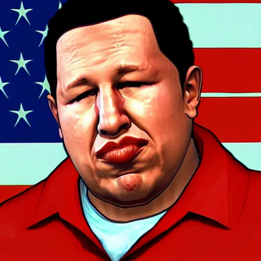 Image similar to Hugo Chávez in GTA style, 4k, detailed,