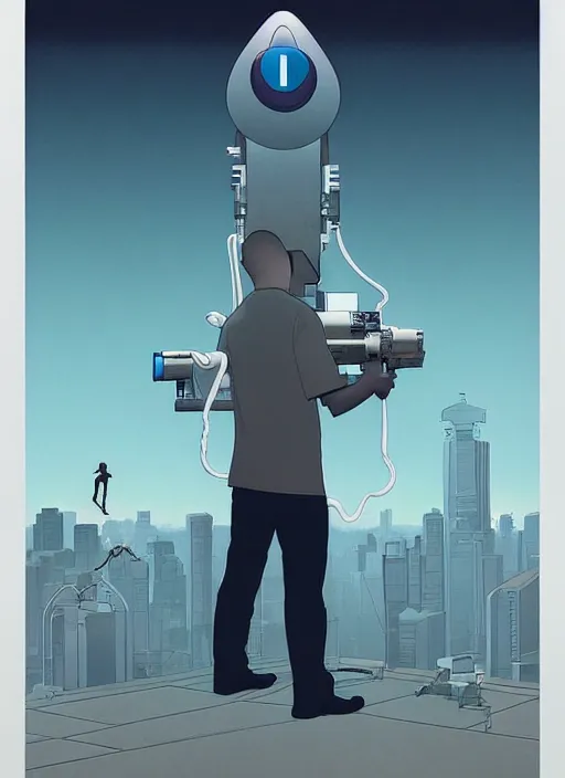 Image similar to poster artwork by Michael Whelan and Tomer Hanuka, Portal Gun, clean