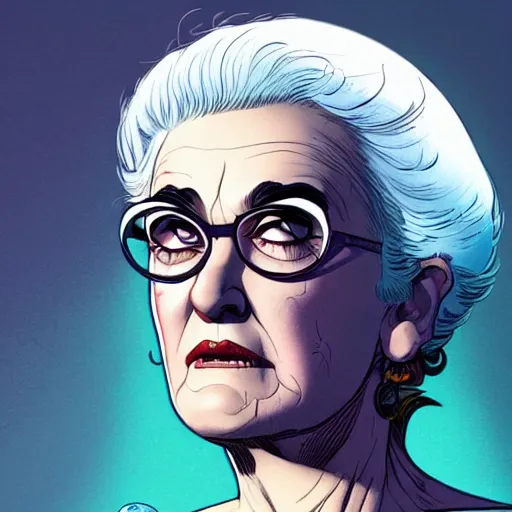 Prompt: portrait of bea arthur. sharp focus, cinematic pose, cinematic lighting, unreal engine render. art by josan gonzales and moebius and deathburger.