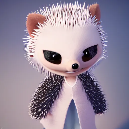 Prompt: cute fumo plush of a hedgehog girl with prickly spines, character design contest winner, silhouette, artstation, vray, anime girl