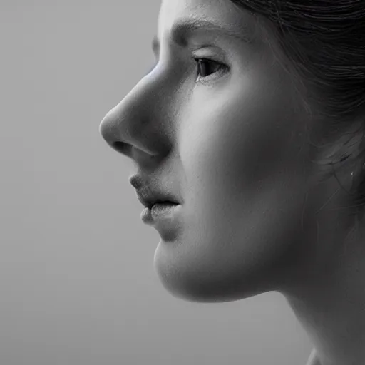 Prompt: Fine art cinematic Portrait photography, side-view, lateral, 3/4