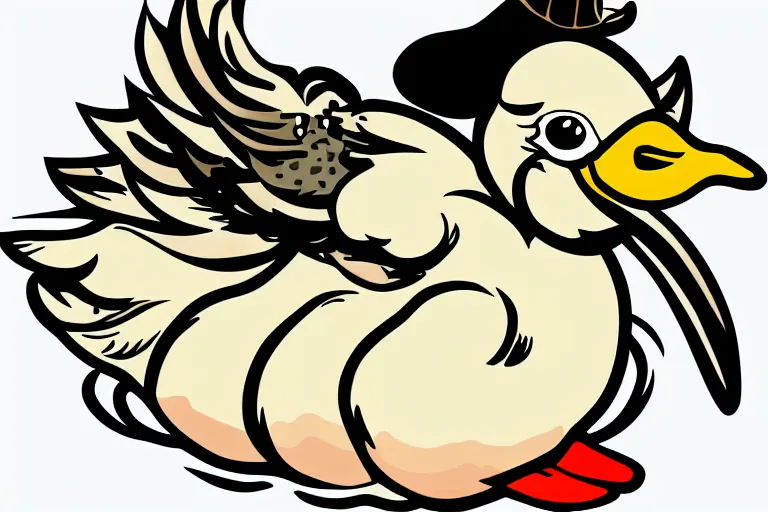 Image similar to a vector illustration of a smoking duck in lowbrow art style, highly detailed, elegant, intricate