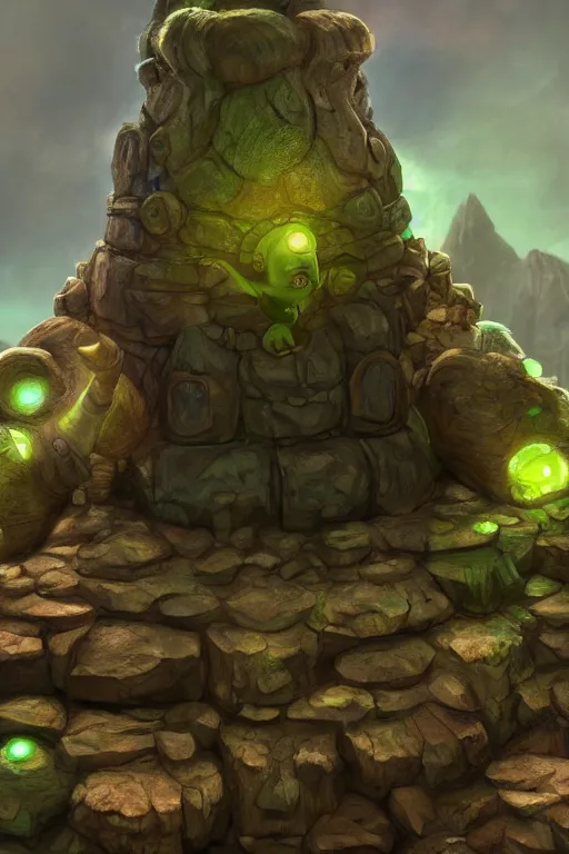 Image similar to zelda fantasy art giant golem troll wood rock greeble gemstone, global illumination ray tracing hdr fanart arstation by sung choi and eric pfeiffer and gabriel garza and casper konefal