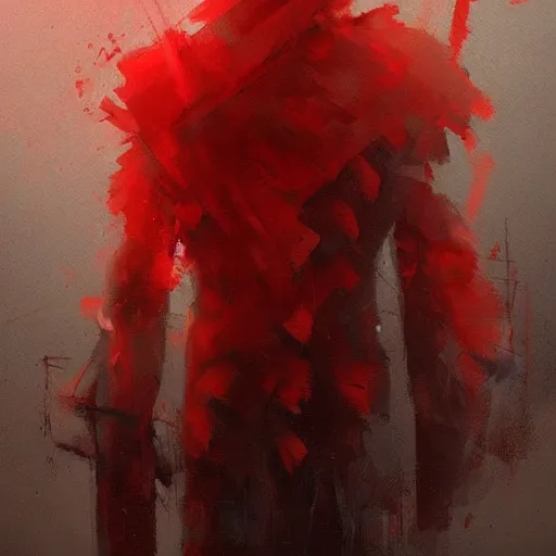 Prompt: a painting about chronic pain, Trending on artstation, by greg rutkowski and bob ross, red color scheme.