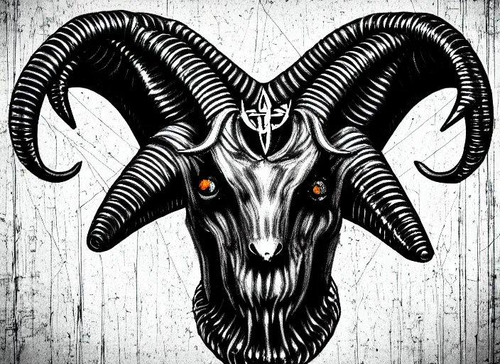 evil goat skull drawing