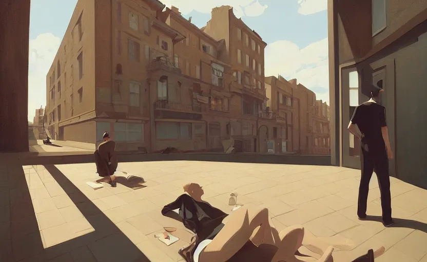 Image similar to the stream of consciousness by atey ghailan and escher and edward hopper, surreal