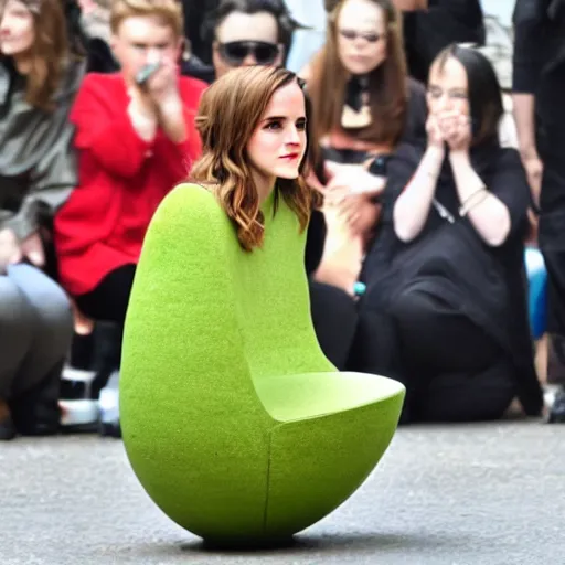 Prompt: emma watson as an avocado chair chair chair