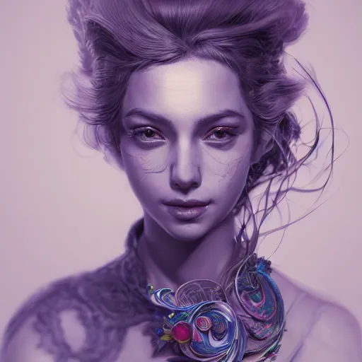 Image similar to the portrait of a blueberry that resembles an absurdly beautiful, graceful, elegant, sophisticated woman, an ultrafine hyperdetailed illustration by kim jung gi, irakli nadar, intricate linework, bright colors, octopath traveler, final fantasy, unreal engine 5 highly rendered, global illumination, radiant light, detailed and intricate environment